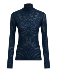 Etro Rollkragenpullover Aus Jacquard-strick, Damen, Navyblau Navyblau