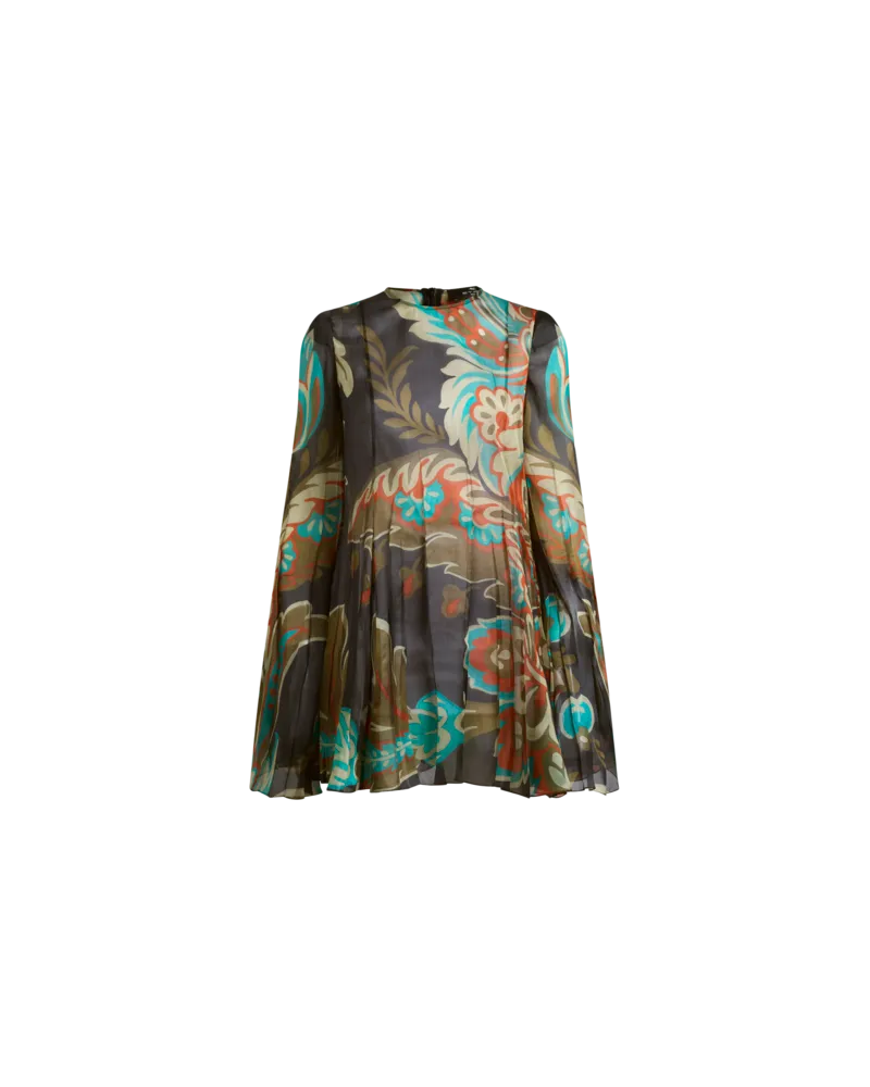 Etro Kurzes Plissiertes Kleid Aus Seide, Damen, Hellblau, Größe Hellblau