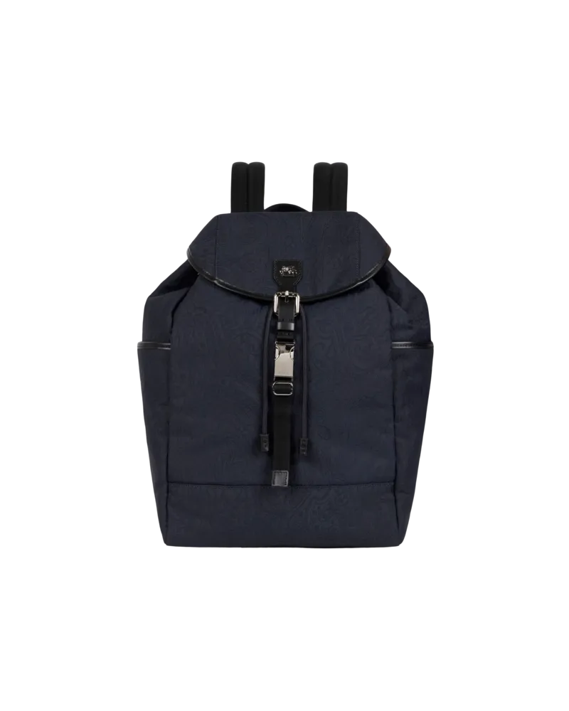 Etro Rucksack Aus Jacquard-nylon, Herren, Schwarz Schwarz