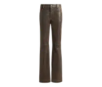 Hose Aus Leder, Damen, Braun, Größe