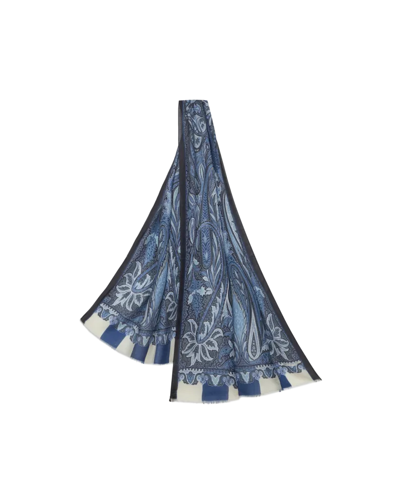 Etro Schal Mit Paisley-muster, Herren, Navyblau Navyblau