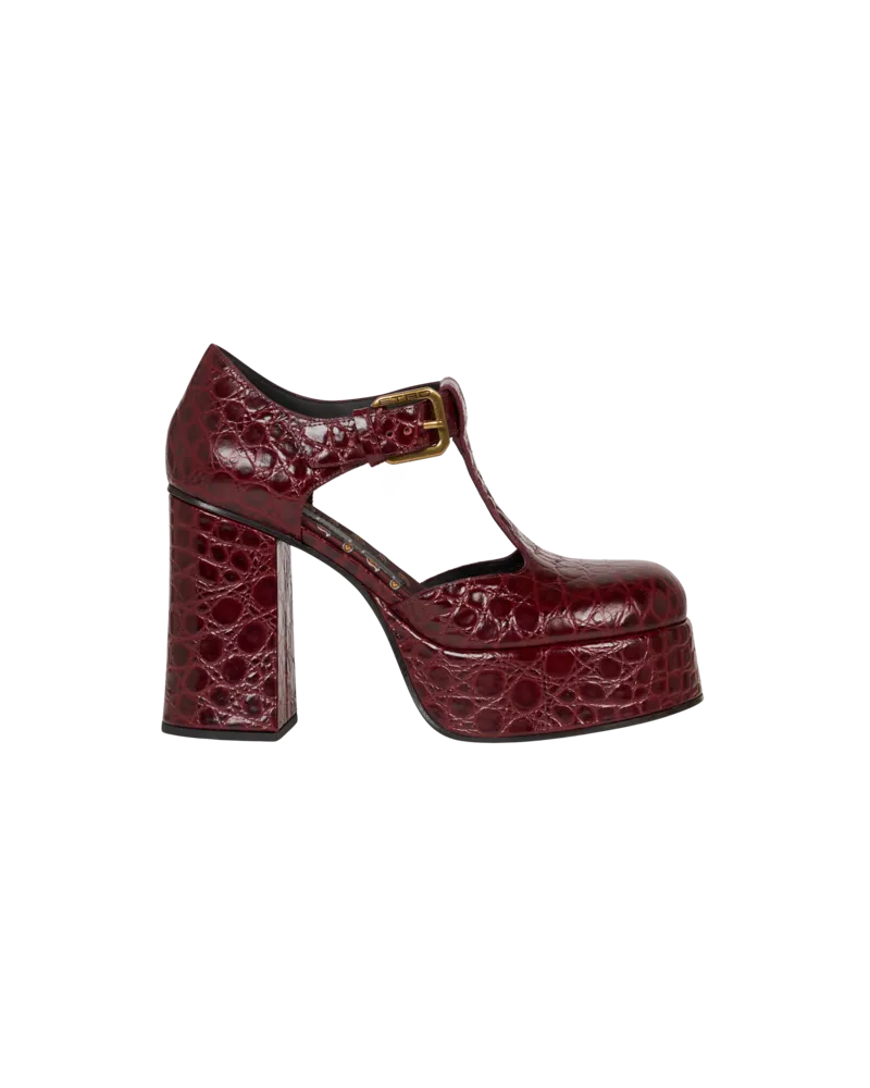 Etro Mary-jane-sandalen Aus Bedrucktem Leder, Bordeaux, Größe Bordeaux