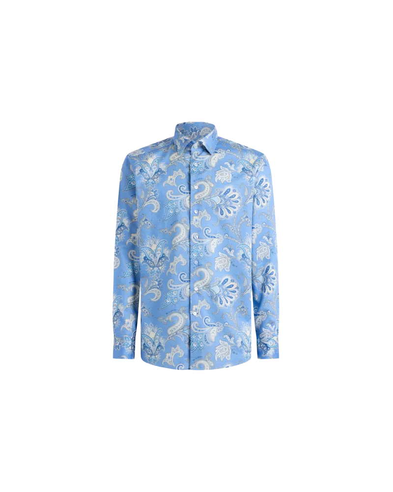 Etro Paisley-hemd Mit Maxiblumen, Herren, Hellblau, Größe Hellblau