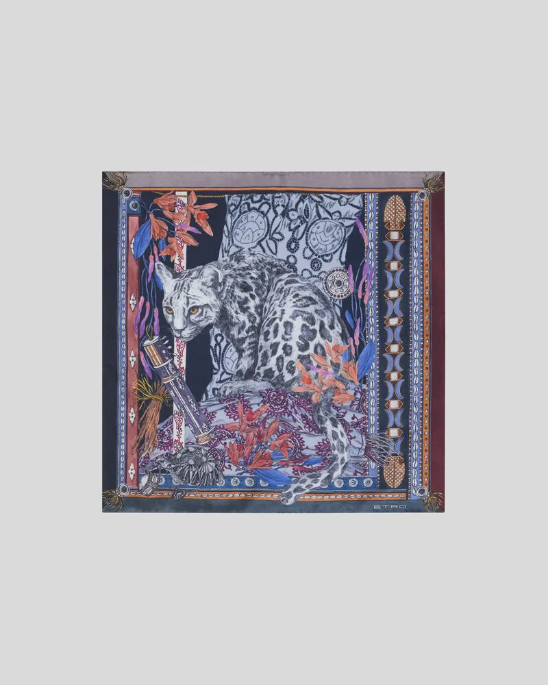 Etro Pochette Aus Seide Mit Platziertem Leoparden-print, Herren 