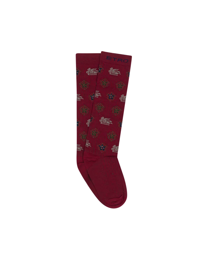 Etro Jacquard-socken Mit Wappen, Rot, Größe Rot