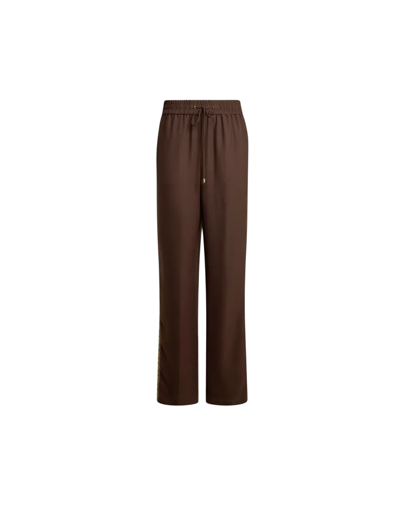 Etro Wide-leg Trousers In Envers Satin Fabric With Drawstring, Damen, Braun, Größe Braun