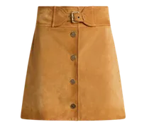 Minirock Aus Veloursleder Mit Schnalle, Damen, Kamel, Größe