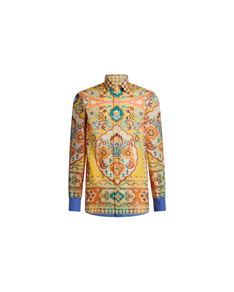Etro Hemd Aus Musselin In Baumwolle Mit Print, Herren, Gelb, Größe Gelb