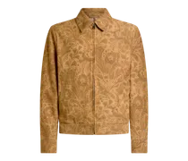 Jacke Aus Veloursleder Mit Floralem Paisley-motiv Und Zip, Herren, Kamel, Größe