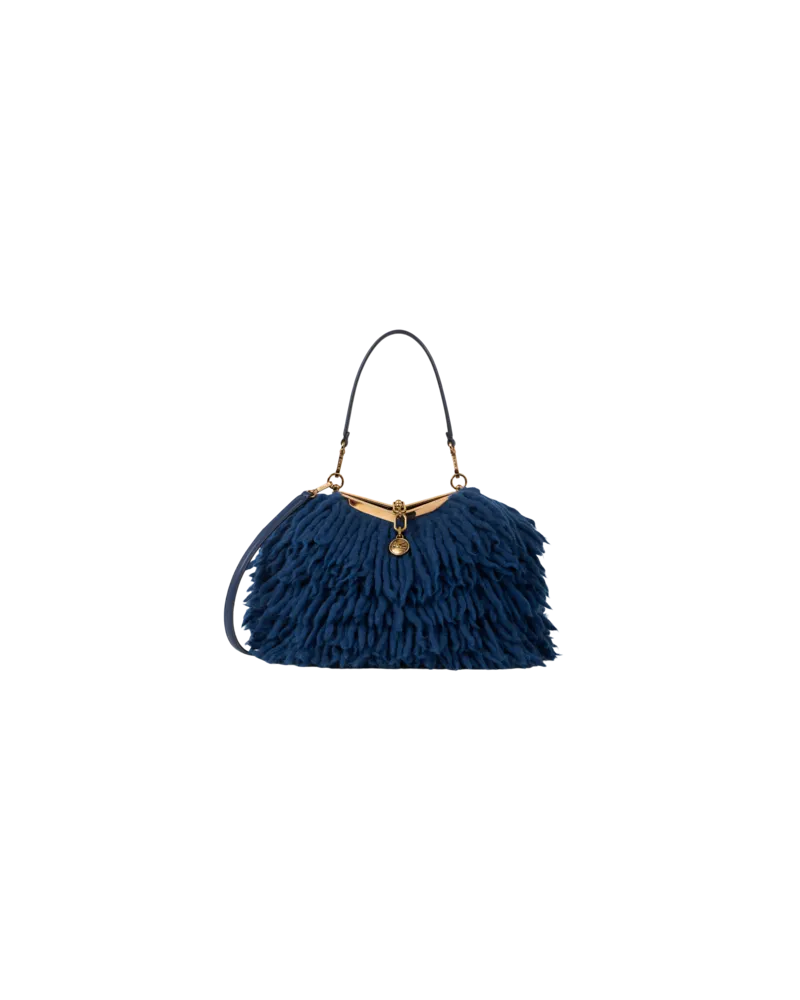 Etro Tasche Vela Klein Mit Fransen, Damen, Blau Blau