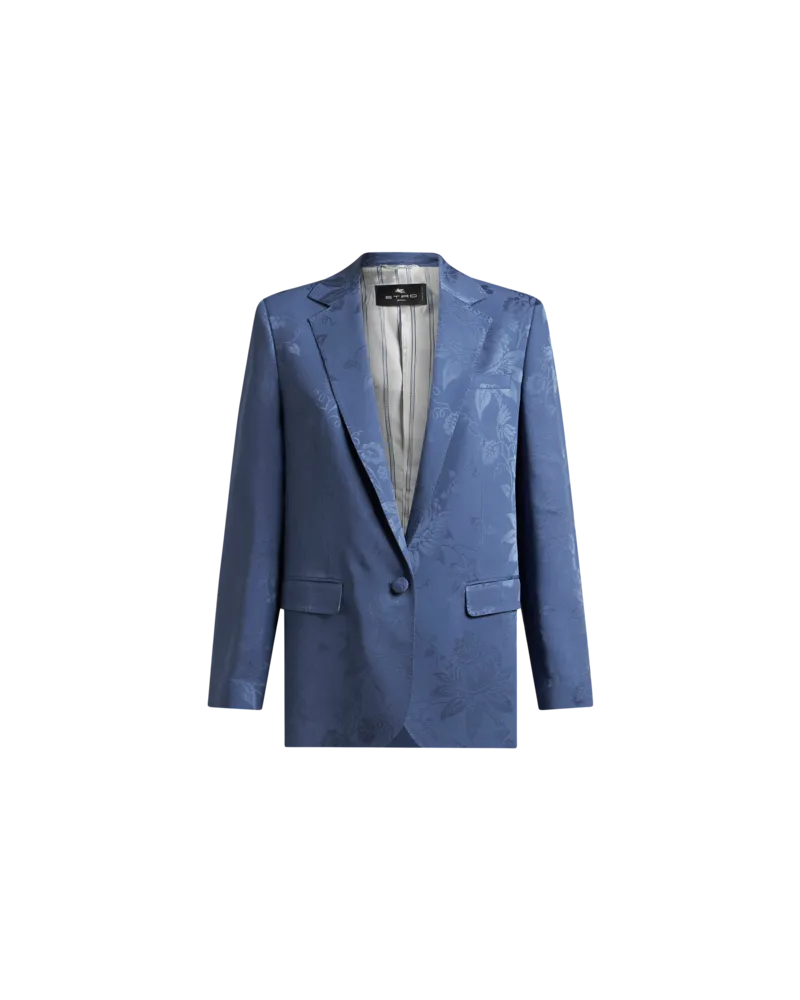Etro Jacke Mit Floralem Jacquardmuster, Damen, Navyblau, Größe Navyblau