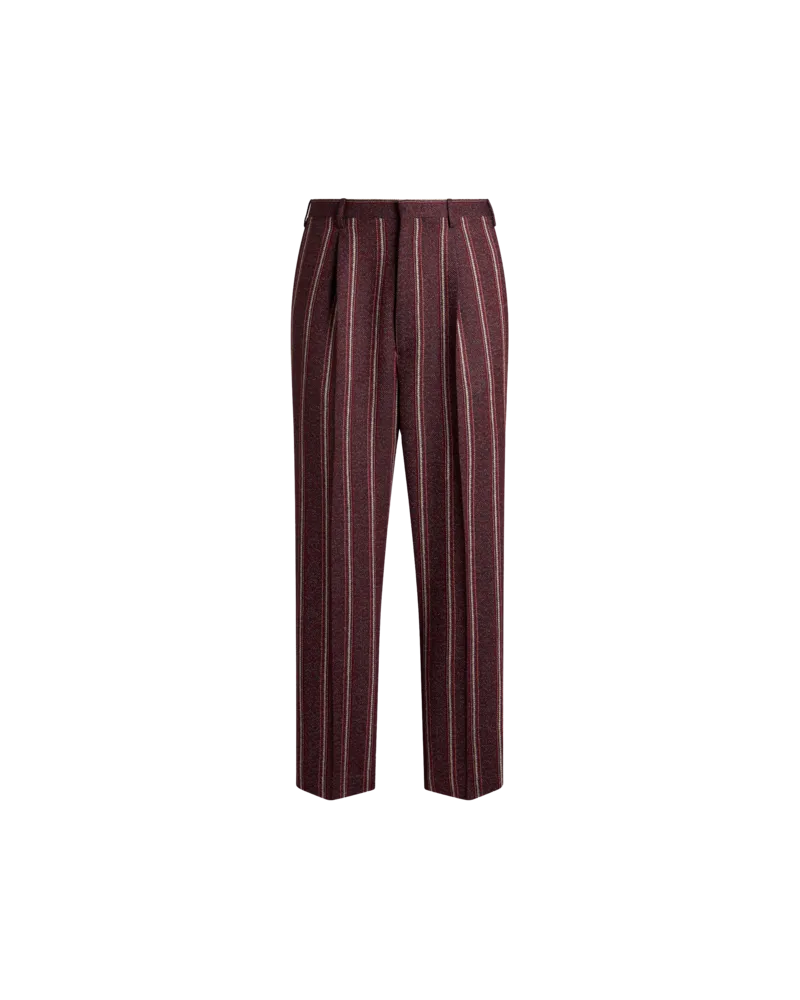 Etro Gestreifte Hose Mit Gürtel, Herren, Bordeaux Bordeaux