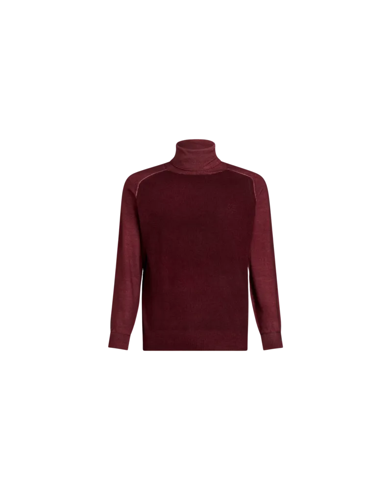 Etro Rollkragenpullover Aus Wolle Mit Pegaso, Herren, Bordeaux Bordeaux