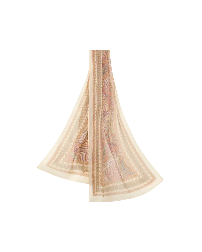 Etro Schal Aus Seide Mit Blattmuster, Damen, Weiß Weiß