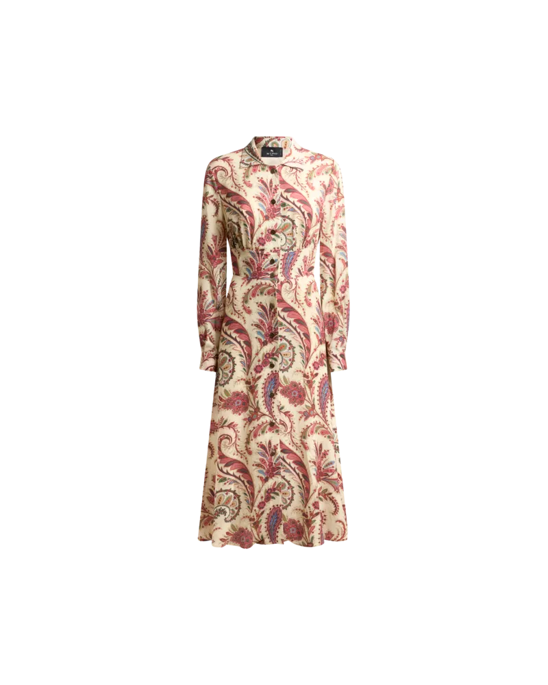 Etro Hemdblusenkleid Aus Elastischem Sablé Mit Print, Damen, Cremefarben, Größe Cremefarben