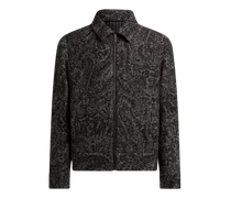 Bomberjacke Aus Einer Wollmischung Mit Jacquardmuster, Herren, Grau, Größe