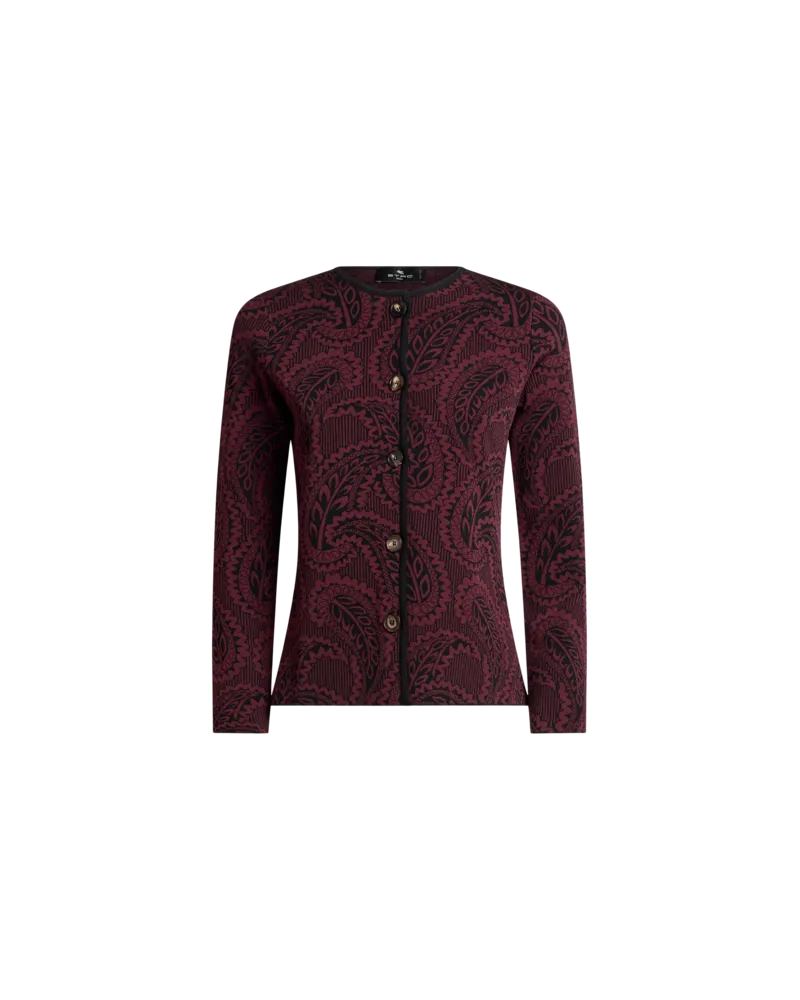 Etro Jacquard-cardigan Mit Paisley-foliage-motiv, Damen, Bordeaux, Größe Bordeaux