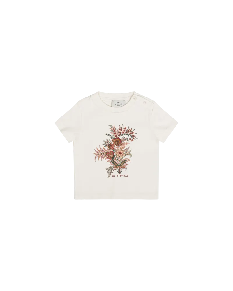 Etro T-shirt Aus Baumwolle Mit Blumenprint, Cremefarben, Größe Cremefarben