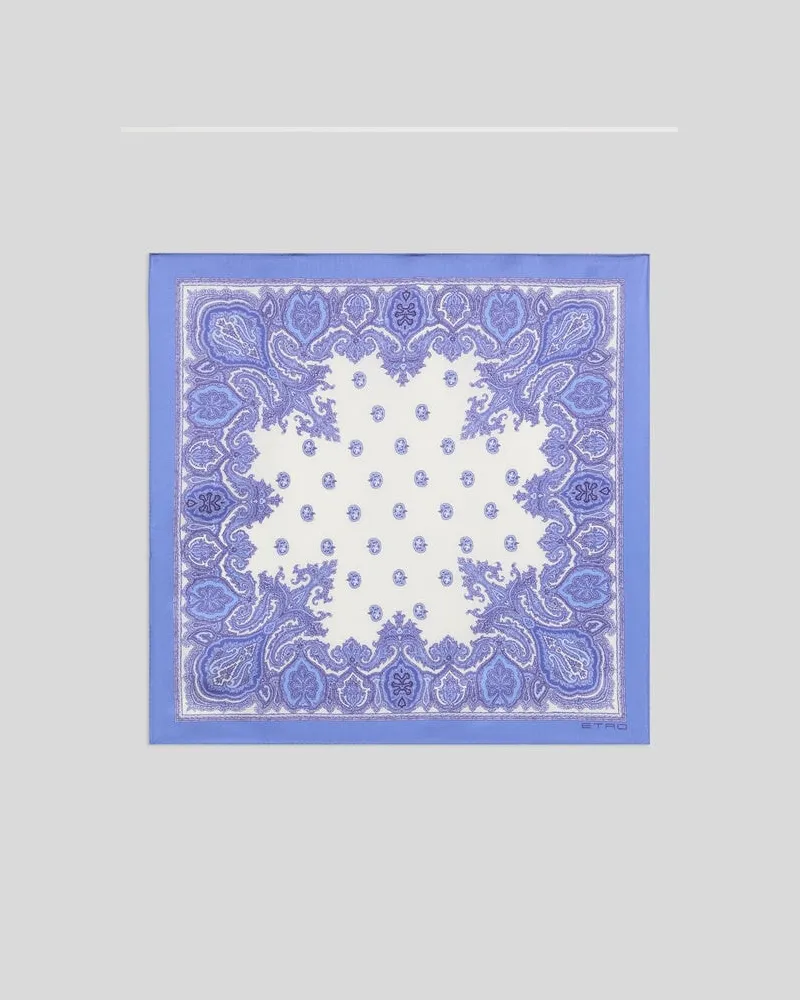 Etro Pochette Aus Seide Mit Paisley-motiv, Herren, Blau Blau