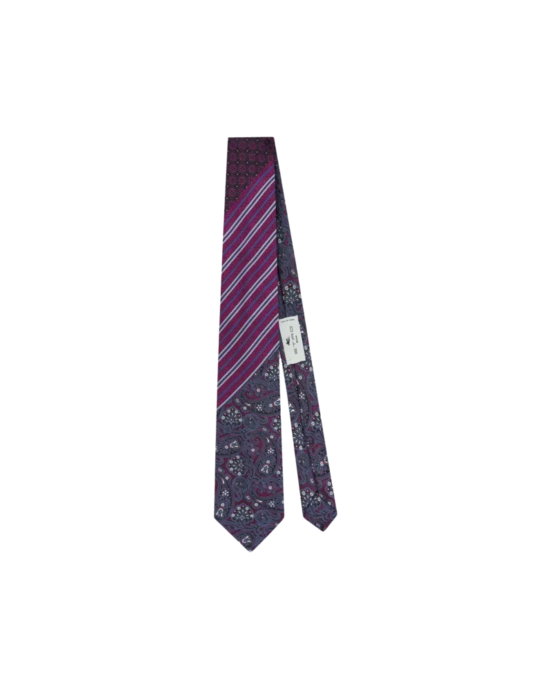 Etro Krawatte Aus Seide Mit Patchwork, Herren, Violett Violett