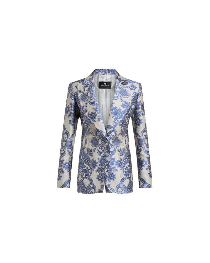 Etro Einreihige Jacke Mit Spitzenmotiv, Damen, Navyblau, Größe Navyblau