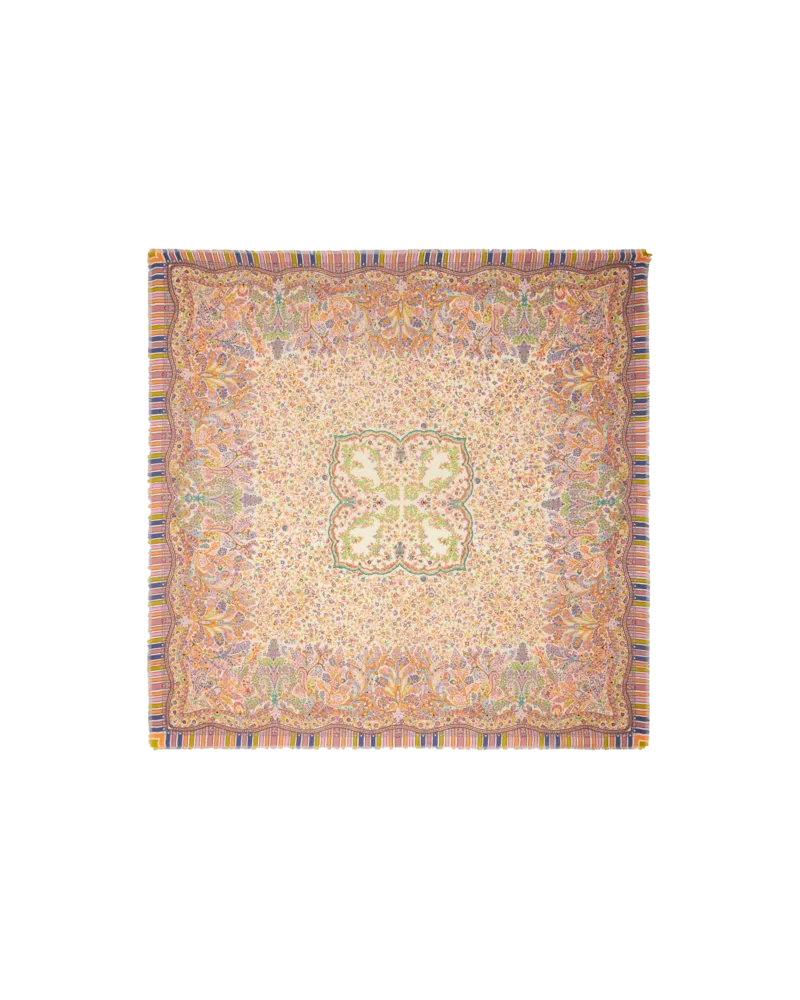 Etro Schultertuch Aus Mehrfarbig Bedruckter Seide Und Wolle, Damen, Multicolor Multicolor