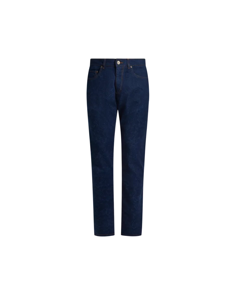 Etro Jacquard-jeans Im Slim Fit Aus Denim Mit Floralem Paisley-motiv, Herren, Blau, Größe Blau