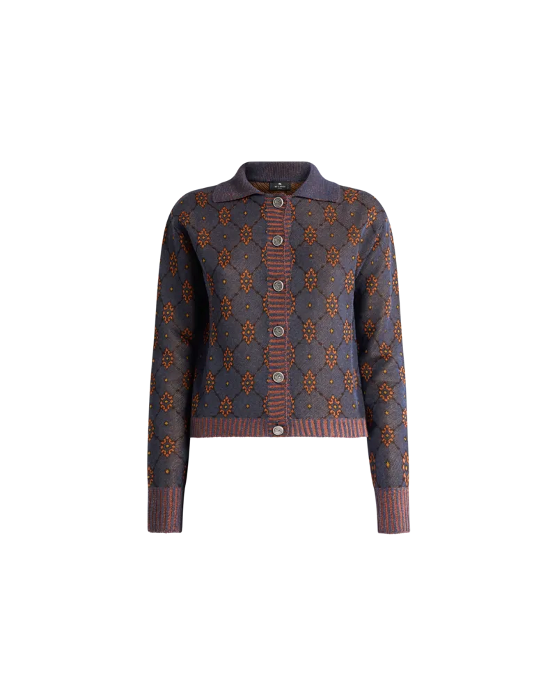 Etro Cardigan Mit Kravattenmotiv, Damen, Blau, Größe Blau