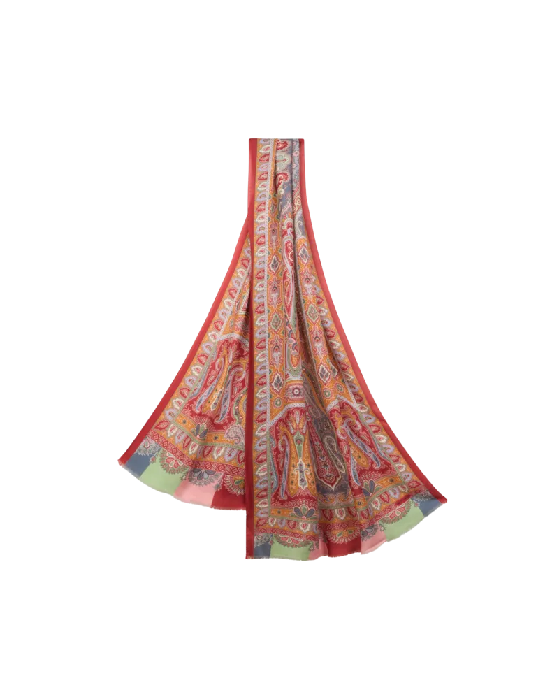 Etro Schal Aus Kaschmir Und Seide Mit Print, Herren, Orange Orange