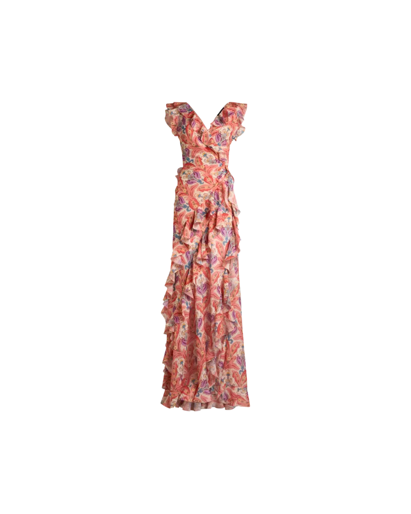 Etro Langes Kleid Mit Rüschen Und Cut-out, Damen, Orange, Größe Orange