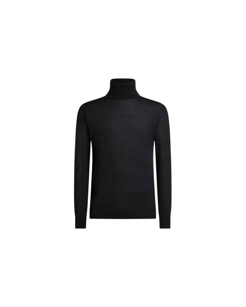 Etro Rollkragenpullover Aus Kaschmir Und Seide, Herren, Schwarz, Größe Schwarz