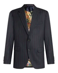 Etro Nadelstreifen-blazer Aus Wolle, Herren, Schwarz Schwarz