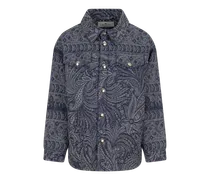 Jeansjacke Jacquard Paisley, Blau, Größe