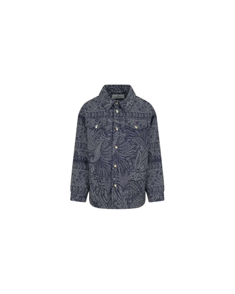 Etro Jeansjacke Jacquard Paisley, Blau, Größe Blau
