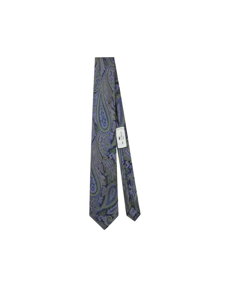 Etro Krawatte Aus Seidenjacquard Mit Paisleymuster, Herren, Grün Grün