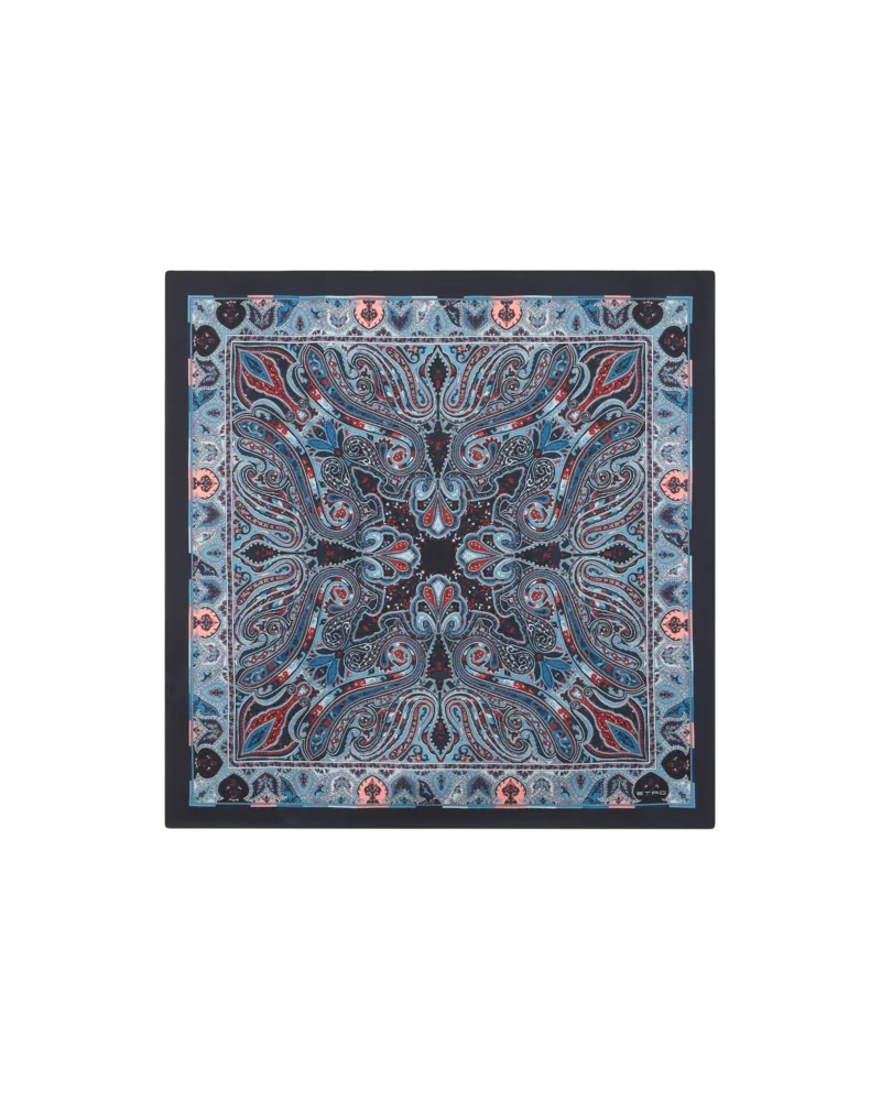 Etro Einstecktuch Aus Seide Mit Jacquardmuster, Herren, Blau Blau