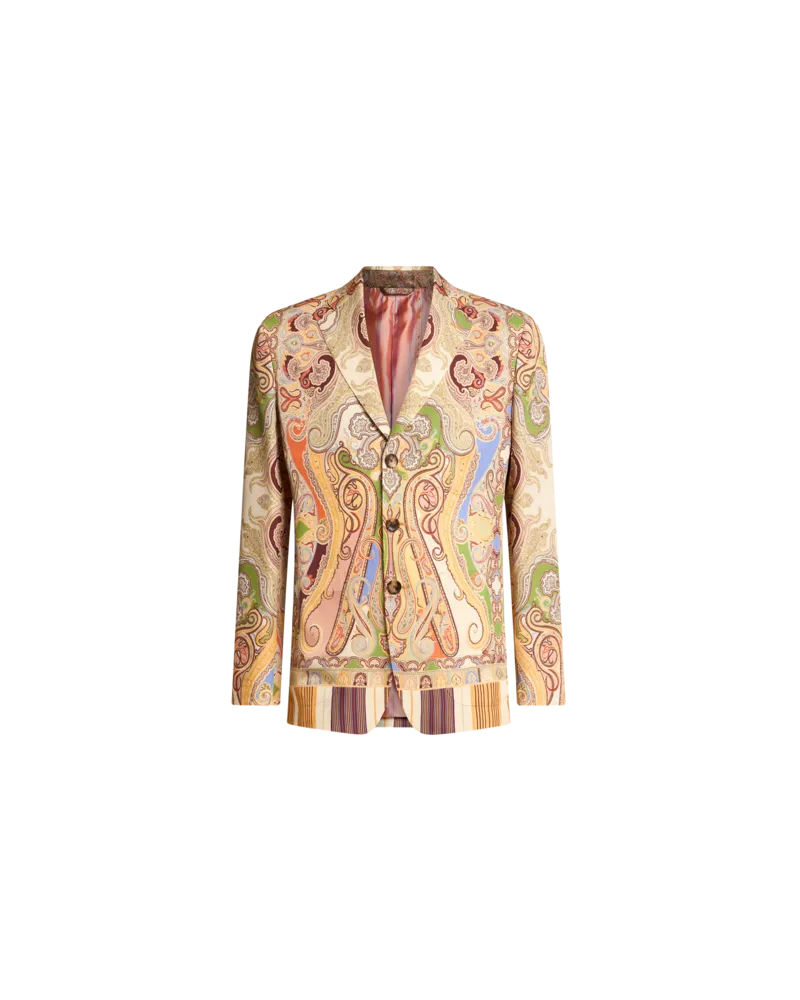 Etro Einreihiger Blazer Mit Allover-paisley-muster, Herren, Beige, Größe Beige