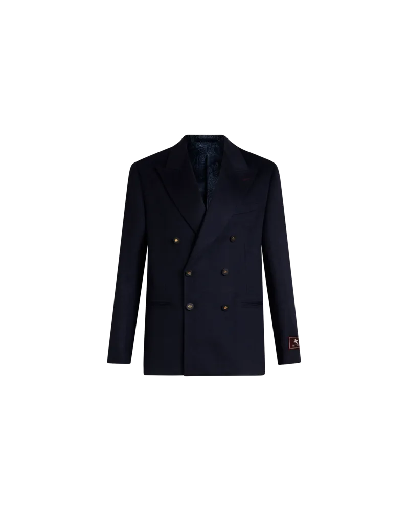 Etro Zweireihiger Blazer Aus Kaschmir, Herren, Blau, Größe Blau