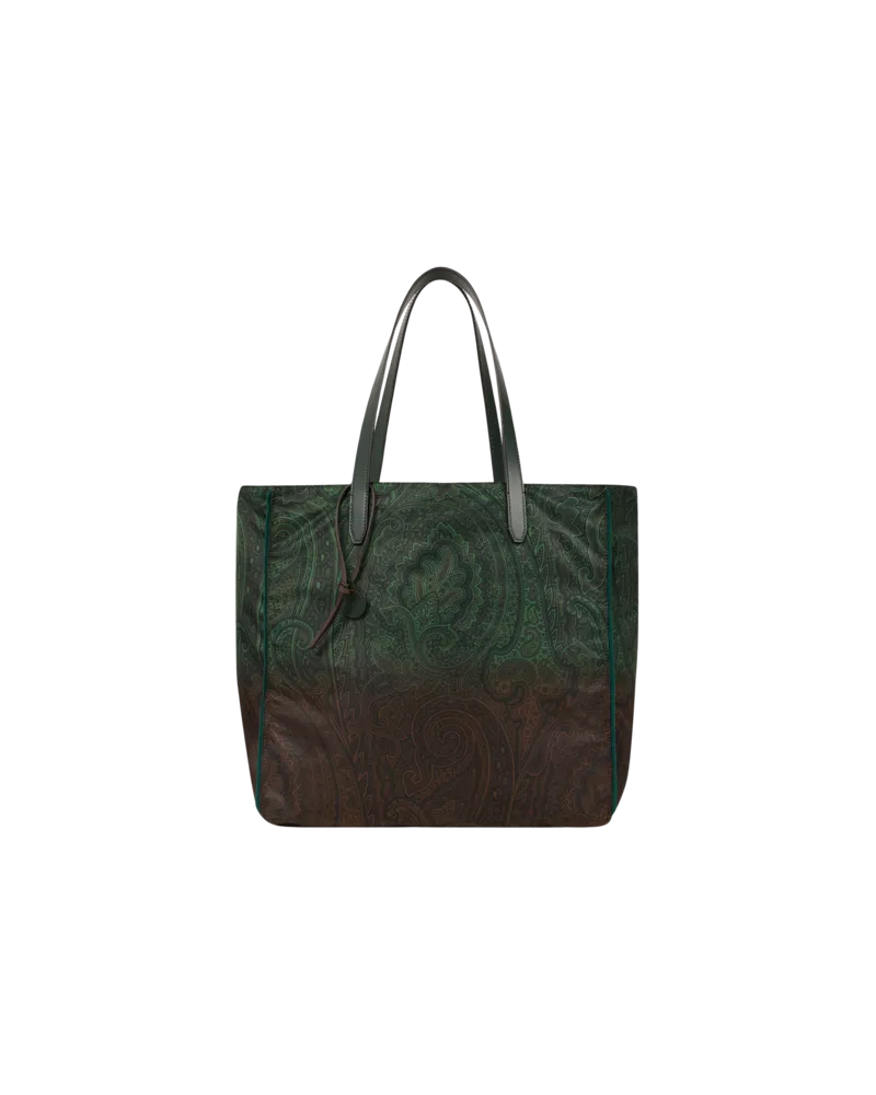 Etro Shopping-bag Unfold Me Aus Nylon Mit Arnica-dégradé-motiv, Damen, Grün Grün
