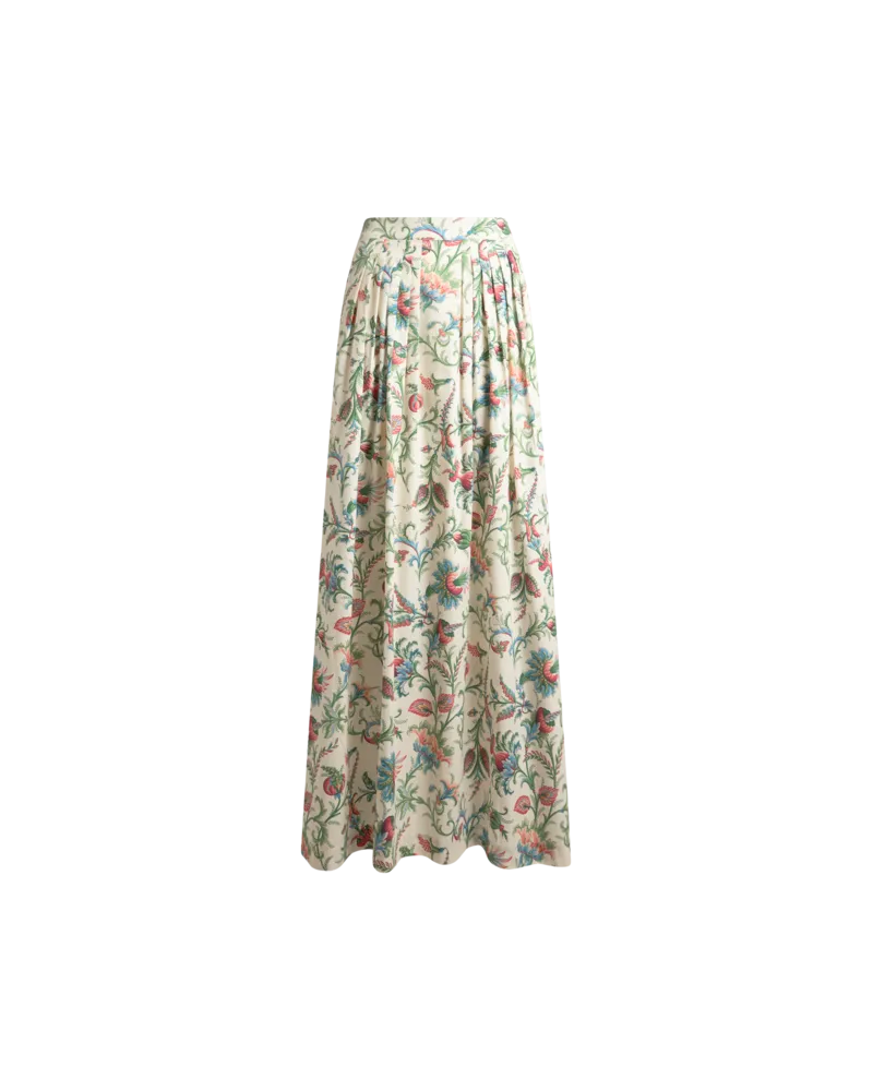 Etro Langer Plisseerock Aus Baumwolle Mit Floralem Motiv, Damen, Weiß, Größe Weiß