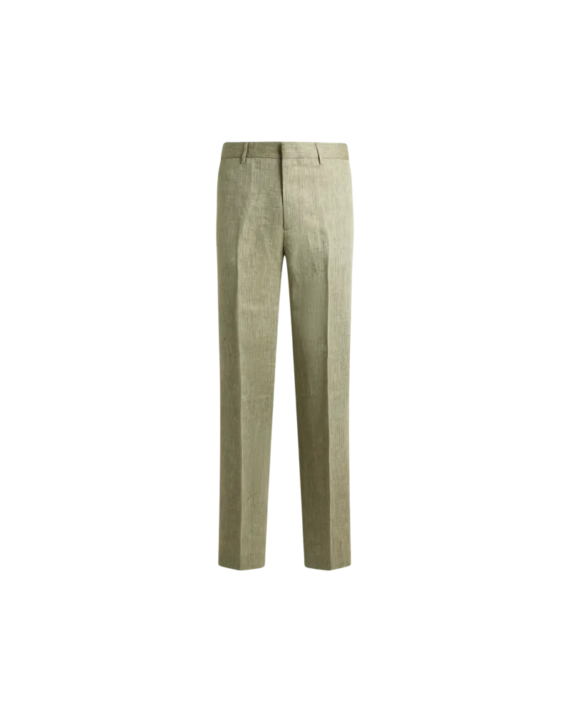 Etro Hose Mit Geradem Bein Aus Leinen Mit Chevron-motiv, Herren, Grün, Größe Grün