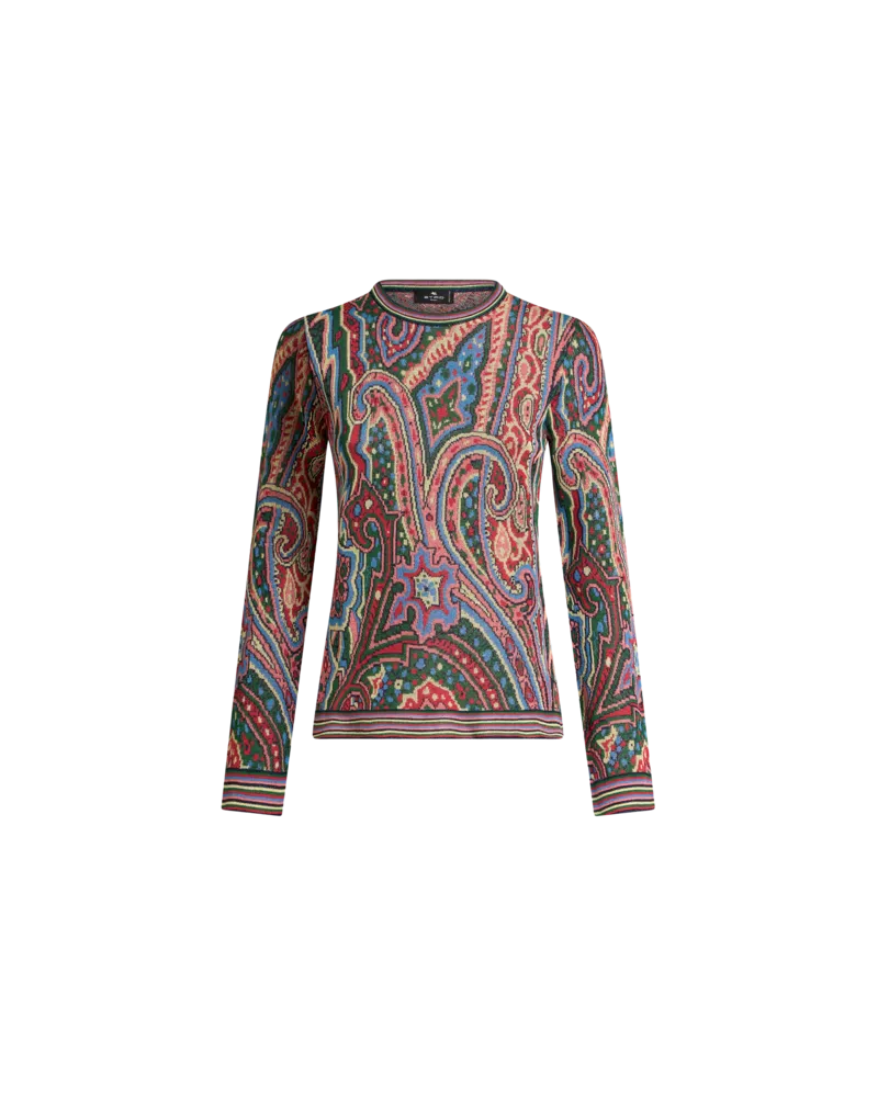 Etro Mehrfarbiger Pullover Mit Paisley-jacquardmuster, Damen, Hellblau, Größe Hellblau
