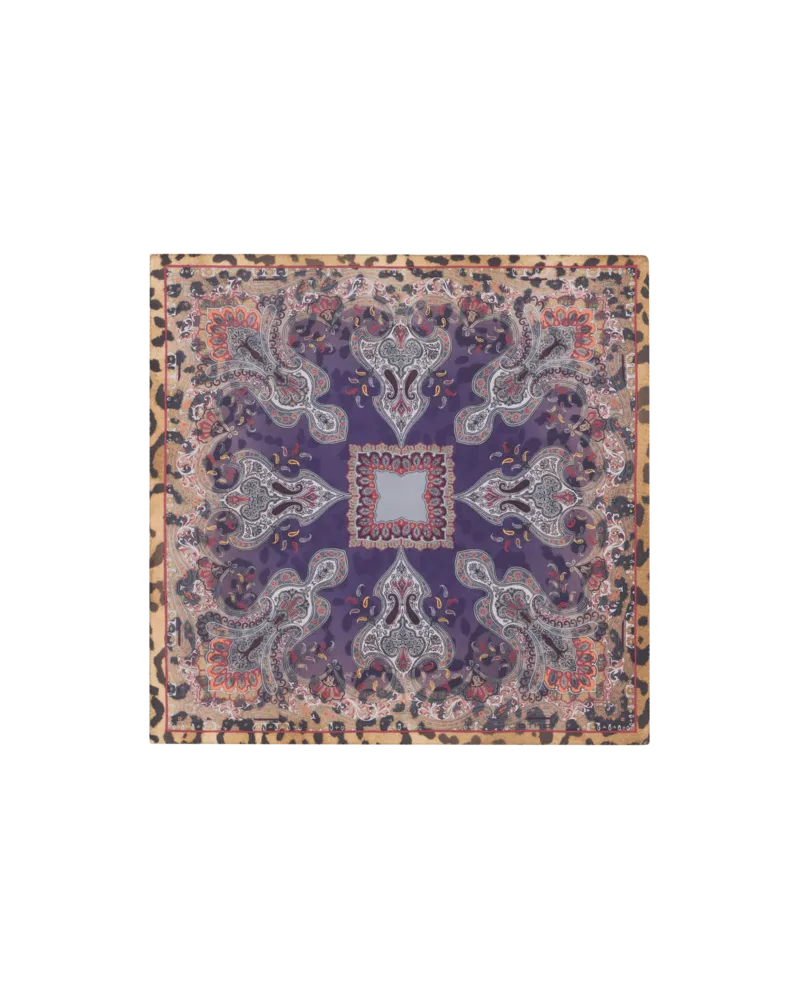 Etro Pochette Aus Seide Mit Animal-paisley-motiv, Herren, Violett Violett