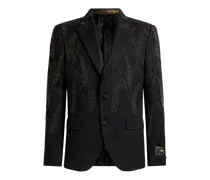 Einreihige Jacquard-jacke Aus Einer Stretch-baumwoll-mischung Mit Paisley-stickerei, Herren, Schwarz, Größe
