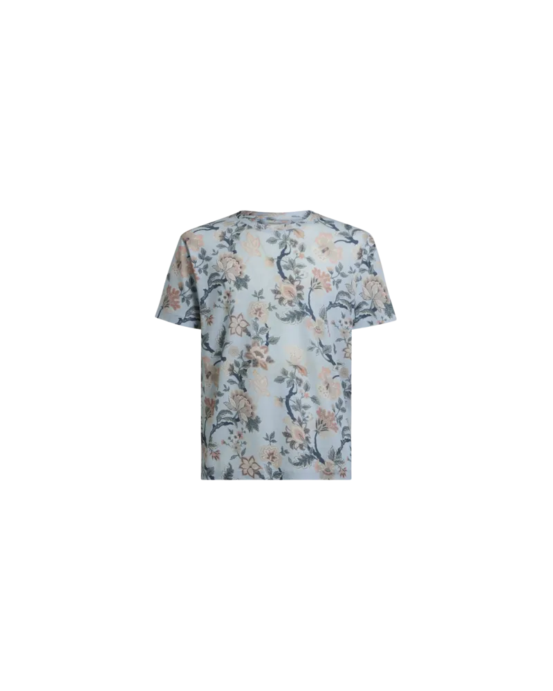 Etro T-shirt Mit Blumendruck, Herren, Hellblau, Größe Hellblau