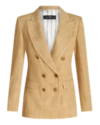 Etro Zweireihiger Blazer Aus Geflammtem Stoff, Damen, Beige Beige