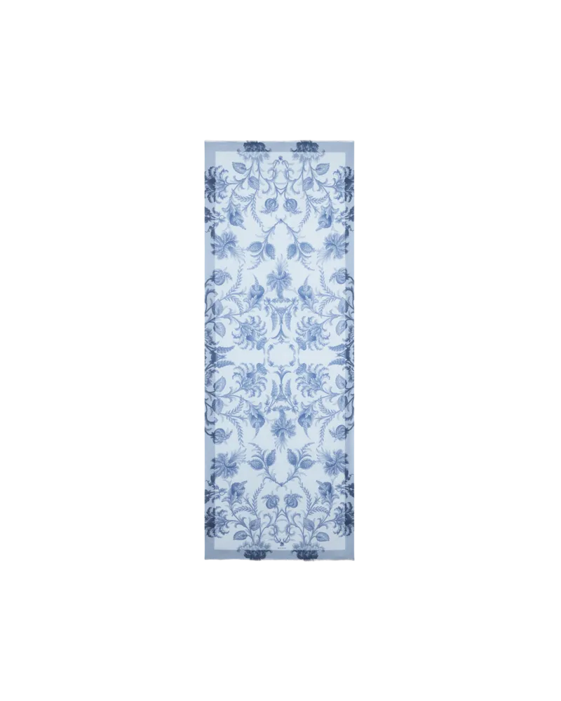 Etro Schal Aus Einer Leinenmischung Mit Floralem Motiv, Herren, Hellblau Hellblau