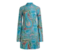 Minikleid In Häkeloptik Mit Aufgestickten Pailetten, Damen, Hellblau, Größe