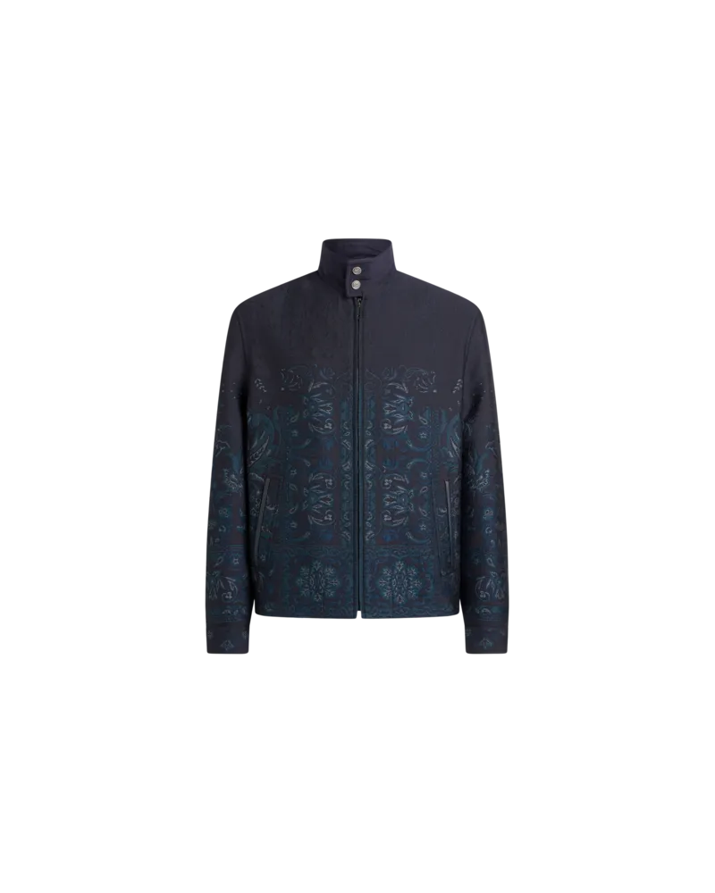 Etro Jacke Aus Einer Wollmischung Im Jacquardmuster Mit Stehkragen, Herren, Navyblau, Größe Navyblau