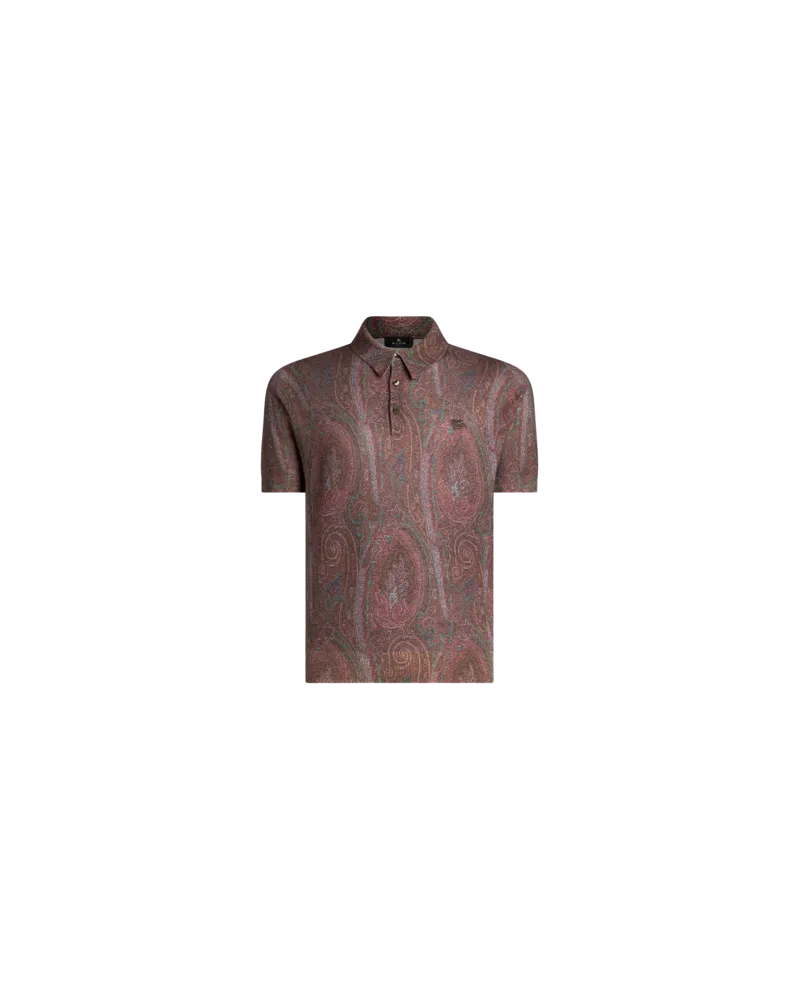 Etro Poloshirt In Strick Mit Paisley-print, Herren, Bordeaux, Größe Bordeaux